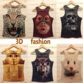 Super fashion colete camiseta algodão 3D