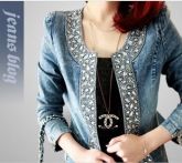 Casacos Jeans clássico com fino revestimento Denim Jackets