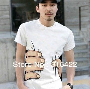Camiseta T grande mão em visual 3D