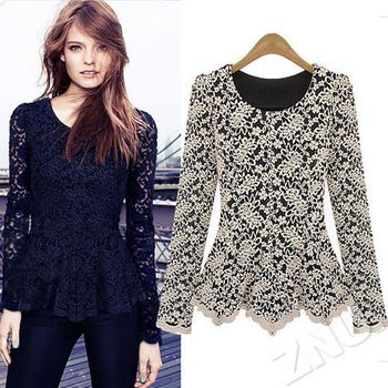 Novo estilo Blusas Neck Lace Peplum